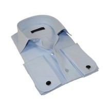 Men's Dress Shirt MARCUZZI Turkey 100% Soft Cotton French Cuffs Marc2 Blue image 6