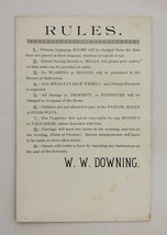 1800s Antique Ww Downing Wynburne Inn Rules Devon Pa Carriage Parlor Card - £71.18 GBP