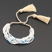 Boho Style Handmade Natural Shell and Beaded Multicolor Clay and Pearl Letter Br - £14.06 GBP