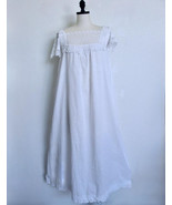 Antique Victorian White Cotton Long Nightgown S XS Nightdress Lace Trim ... - $82.27 CAD