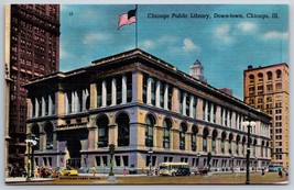 Downtown Public Library Chicago Illinois IL UNP Unused Linen Postcard I15 - $2.48