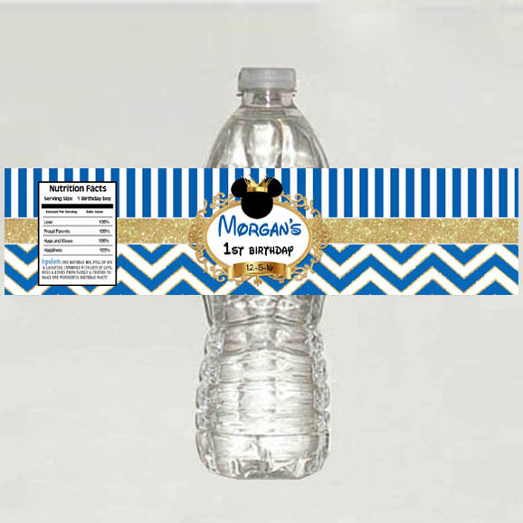 Blue Prince Mickey Mouse Birthday or Baby Shower Water bottle Labels - P... - $4.00
