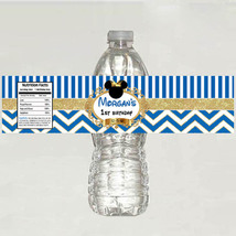 Blue Prince Mickey Mouse Birthday or Baby Shower Water bottle Labels - P... - £3.13 GBP