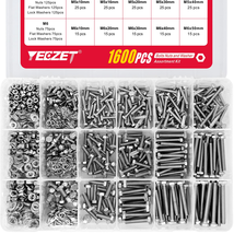 1600PCS M4 M5 M6 Heavy Duty Bolts and Nuts Flat &amp; Lock Washers Assortmen... - £89.51 GBP