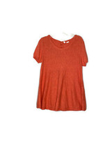 Moth Anthropologie Size XS Orange Short Sleeve Top Button Back Cotton Blend - £10.99 GBP