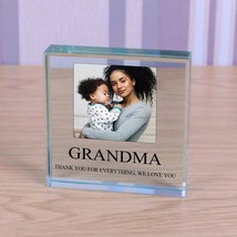Glass Token Photo Frame Any Message, Engraved Glass Block Paperweight, Y... - $14.95