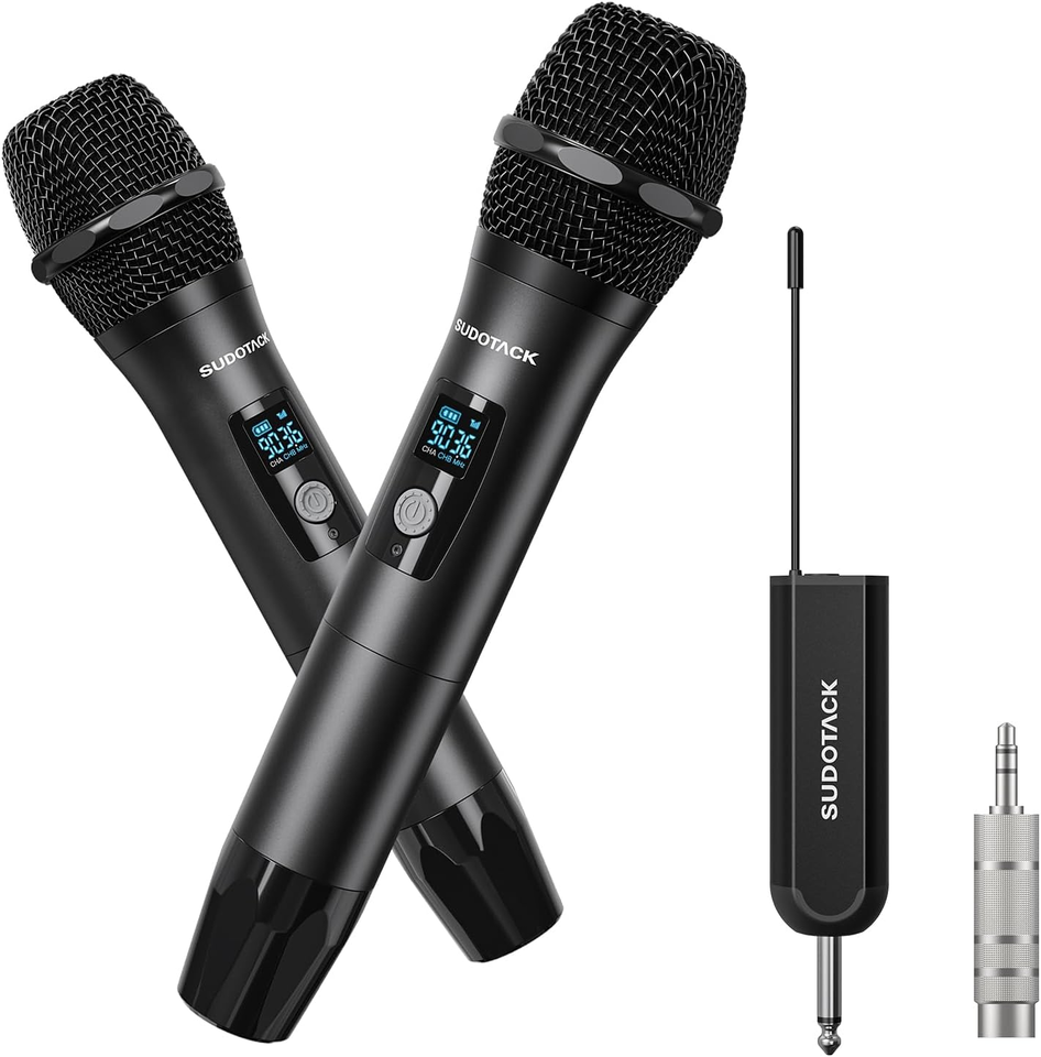 Primary image for Wireless Microphone, [Clear Sound][Plug & Play] Metal UHF Dual Cordless Handheld