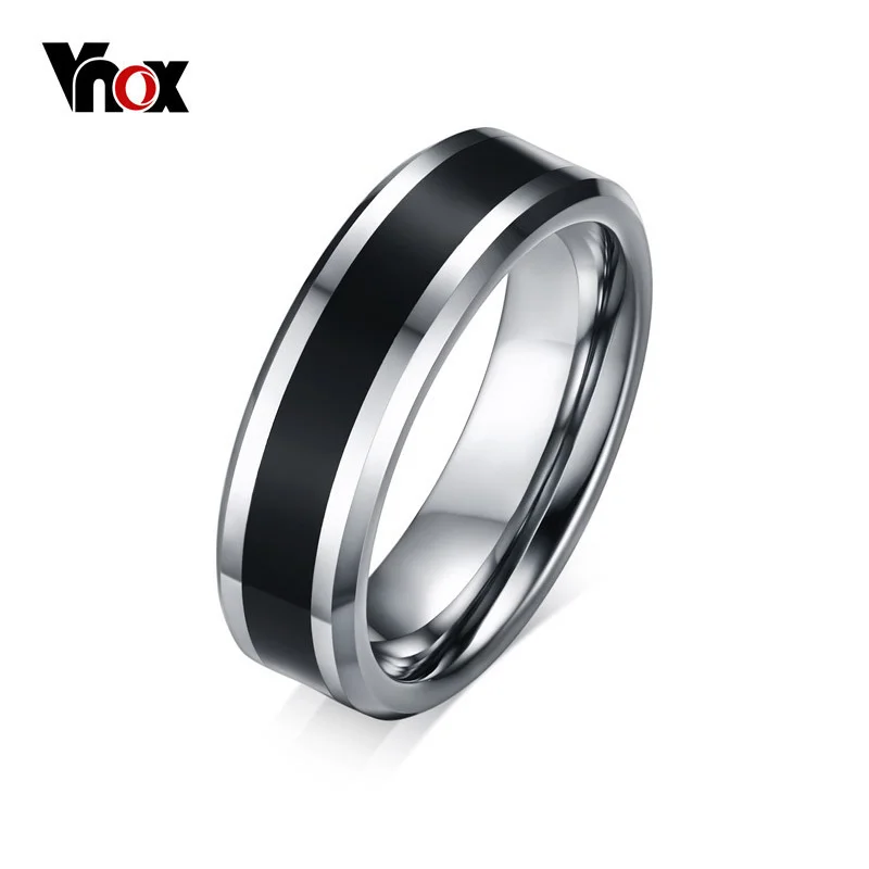 Men&#39;s Tungsten Wedding Bands Ring Thin Black Line Engagement Ring USA  Male Jewe - £20.14 GBP