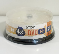 TDK DVD+R Single Sided 25 Pack 4.7 GB 120 Min SP 60 Min - $184.50 MXN