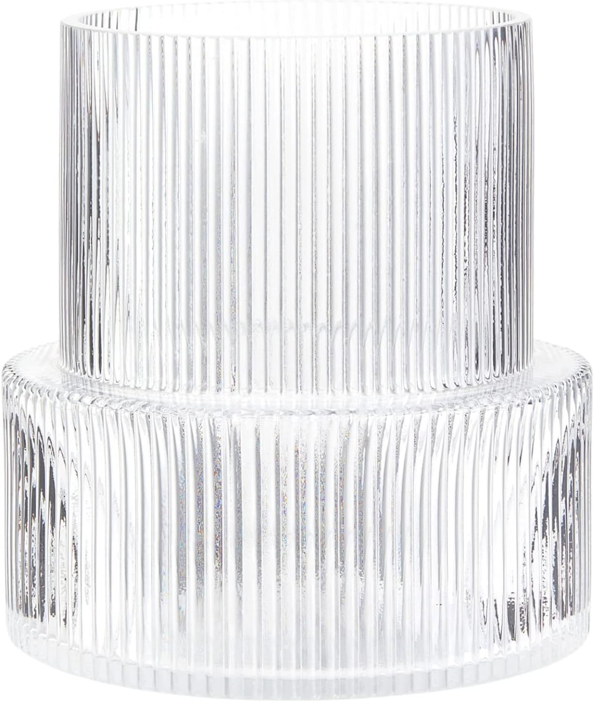 Yanwe Clear Glass Vase, Ribbed Glass Vase, Fluted Glass Vase,, 7.5 Inches. - $44.94