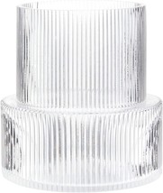 Yanwe Clear Glass Vase, Ribbed Glass Vase, Fluted Glass Vase,, 7.5 Inches. - £32.86 GBP