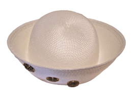 Vintage White Hat By Betmar Church Derby Formal Hat 22&quot; New with Tags 1960-70&#39;s - £31.78 GBP