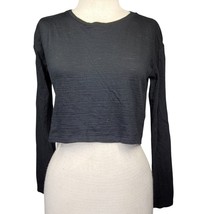 Topshop Black Cotton Long Sleeve Crop Top Size 2 - £19.42 GBP