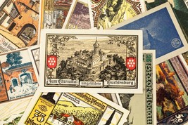 1920&#39;s Germany Notgeld Money 25pc City Views - Freiburg, Juterbog, Ratzburg - £77.67 GBP