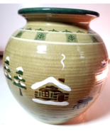 Sonoma &quot;Lodge&quot; BEAN POT-UTENSIL HOLDER-VASE, Moose Snowy Cabin NO LID - $376.14 MXN