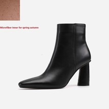 Cowhide Winter Boots Simple Style Women Shoes Side Zipper All Match Ladies Retro - £110.88 GBP