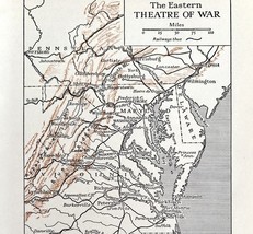 Map 1930 Eastern US Theatre Of War 5.5 x 9&quot; Military History Ephemera DWEE2 - $19.99