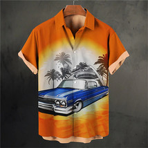 Lowrider Chevy Impala Convertible Sunset Orange shirt Hawaiian for men - £22.71 GBP