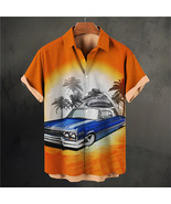 Lowrider Chevy Impala Convertible Sunset Orange shirt Hawaiian for men - $39.70 CAD