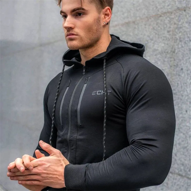 2021 New Men Cotton Zipper work Hoodies  Gyms Fitness Hooded Pullover Man Casual - £157.41 GBP
