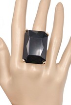 Octagon/ Rectangular Black Crystal Adjustable Stretchable Ring Costume J... - £13.66 GBP