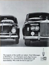 Rolls-Royce-CHAMPION SPARK PLUGS - Volkswagen - 1964 Vintage Print Ad - $12.40