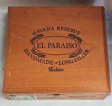 Vtg Havana Reserve El Paraiso Maduro Torpedo Label Wooden Cigar Box Storage - £6.98 GBP