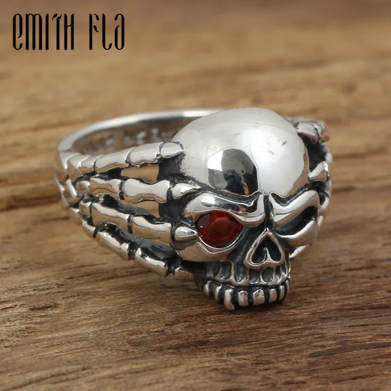 Sterling silver vintage punk paw skull ring for men fashion unique personality skeleton thumb200