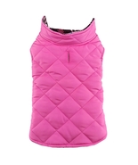 Warm Reversible Fleece Lined Pink &amp; Pink Black Plaid Puffer Dog Coat Siz... - $34.99