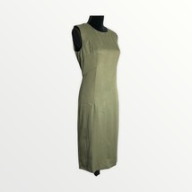 Milly Olive Green Seamed Shift Dress Made in USA Women’s 6 Career Sheath... - £52.40 GBP