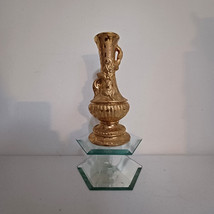 Weeping Gold Bud Vase Vintage McCoy Ornate Regency 24k 7 1/2&quot; - £21.54 GBP