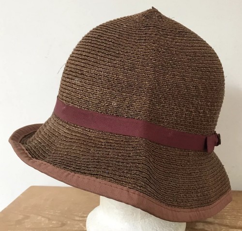 Vintage Style Goorin Bros Brimmed Woven 100% Straw Cloche Bucket Hat Medium - $39.59