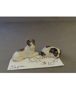 Pair of 1&quot; Ceramic Black and White Dogs Made in Japan - $190.37 MXN
