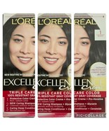 Lot of 3 Boxes L&#39;Oreal Excellence #1 Black Creme Permanent Hair Dye Colo... - £15.53 GBP