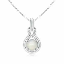 7mm Round Moonstone Solitaire Infinity Knot Pendant in Silver - £187.50 GBP