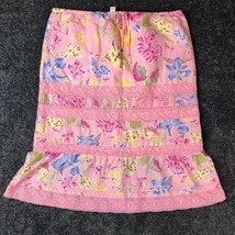 Banana Republic Boho Skirt Linen Blend Midi Womens 10 Lined Pink Floral GirlCore - £11.37 GBP