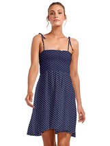 VITAMIN A SWIM RUMBA DOTS BLUE GIGI SMOCKED SHORT DRESS COVERUP (M) NWT - £70.70 GBP