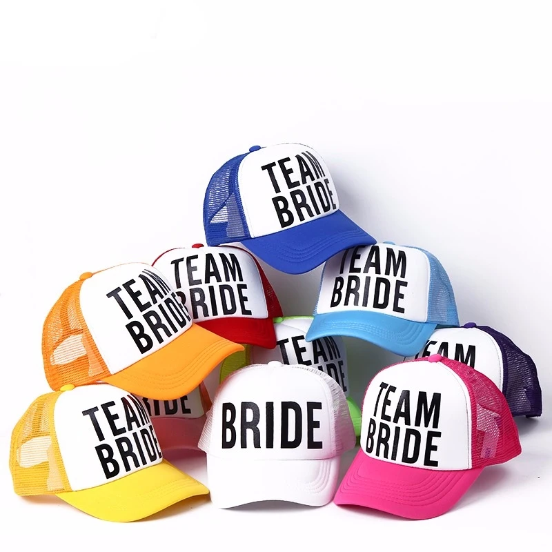 E team bride bachelorette hats women wedding preparewear trucker caps white neon summer thumb200