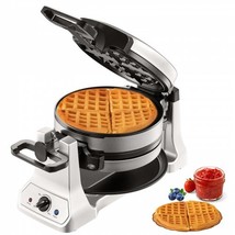 2-Layer Waffle Maker, 2 Pieces per Batch, 1400W Round Waffle Iron, Non-Stick... - £62.22 GBP