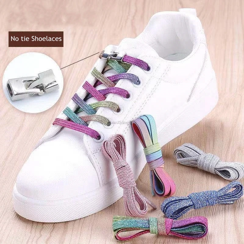 K colorful shoelaces elastic no tie shoe laces sneaker laces shoes glitter shoelace one thumb200