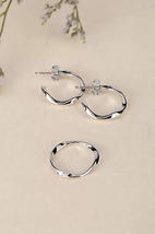 Ripple ring and earring set - silver - £15.64 GBP