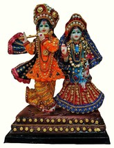 Handmade Multi Color Polyresin  Iskon Lord Radha Krishna Statue Murti Idol Us - £40.00 GBP