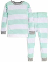Burt&#39;s Bees Girls Pyjama Set Organic Cotton Green Rugby Stripe ( 7 ) - £55.24 GBP