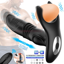 Thrusting Telescopic Anal Plug Dildo Vibrator Prostate Massager Penis Ri... - £20.57 GBP