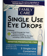 Family Care 5 Single Use Containers Refreshing Lubricant Eye Drops-NEW-S... - $126.66 MXN