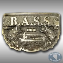 Vintage Belt Buckle 1990 BASS Anglers Sportsman Society Fish Fishing Fisherman - £31.62 GBP