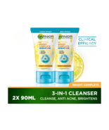 2 X Garnier Bright Complete 3-in-1 Anti Acne Foam Facial Wash Deep Clean... - £21.64 GBP