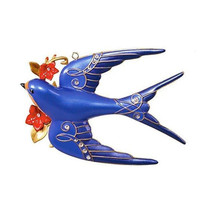 Hallmark Cobalt Blue Metal Stunning Swallow Bird Christmas Tree Ornament - £37.61 GBP