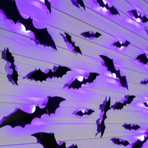 36 Pcs Led Halloween 3D Bats Decorations Wall Stickers, 4 Different Size Removab - £38.35 GBP
