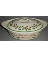 Lenox HOLIDAY PATTERN 64 oz Casserole w/Lid&quot;OUR FAMILY RECIPE&quot; - $40.69 CAD